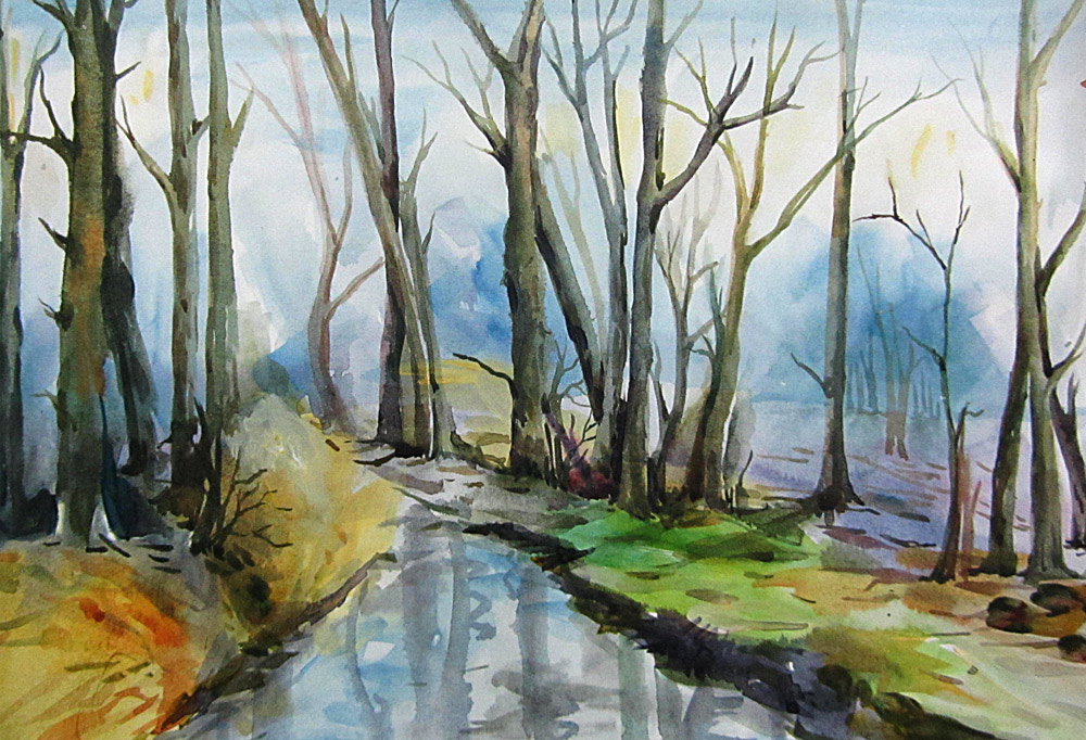 1000x682 Watercolor Painting By Nabanita Art And Designer - Watercolor Scenery Painting