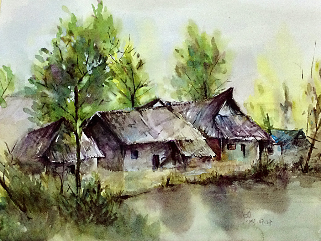 1024x768 Scenery Watercolor By Young920 - Watercolor Scenery Painting