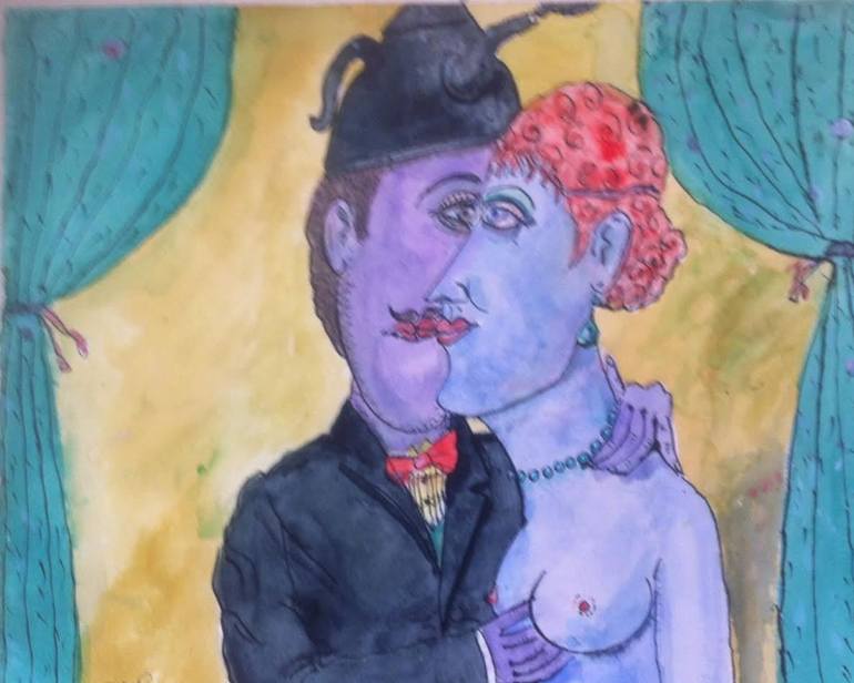 770x616 Saatchi Art Couple Love Painting Original Art Oil Rain Canvas - Watercolor Woman Painting