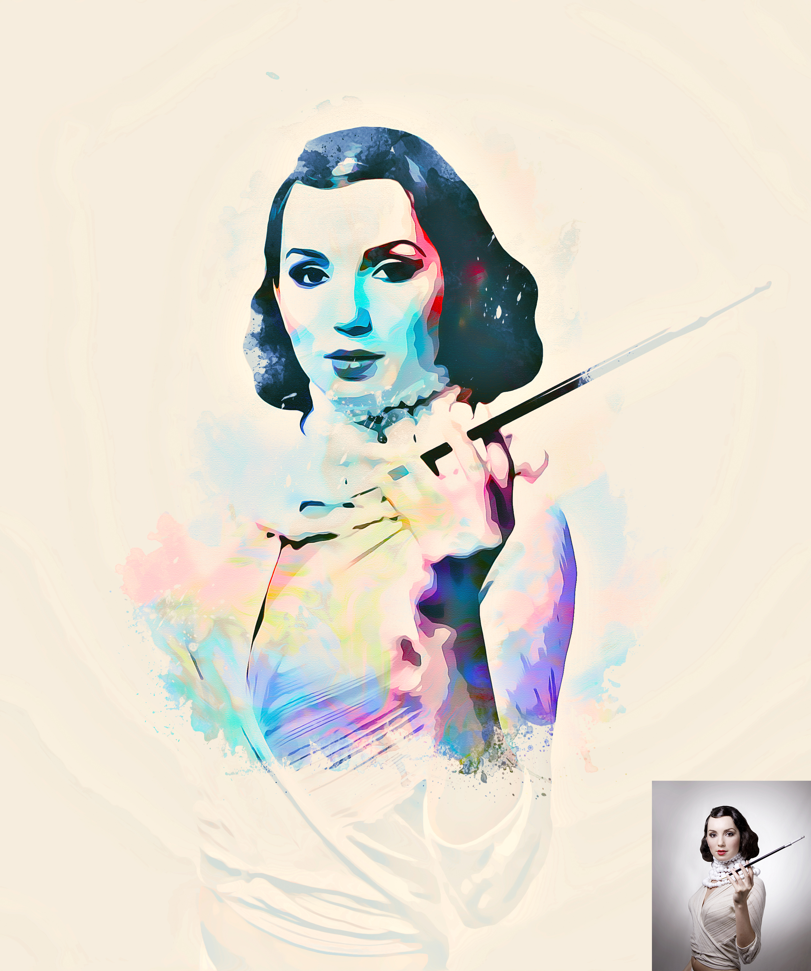 2600x3113 Watercolor Cartoon Painting Action By Kitket Graphicriver - Watercolor Woman Painting