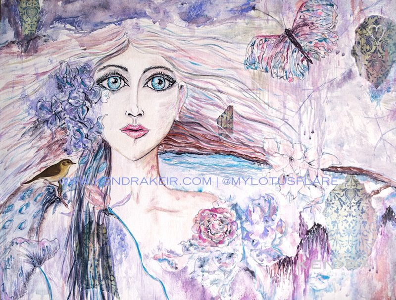 800x605 Butterfly Angel Ethereal Watercolor Art Kendra Keir - Watercolor Woman Painting