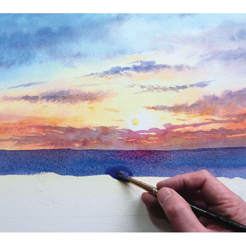 800x800 Hand Painted Abstract Oil Painting Dusk On The Sunset Watercolour - Watercolour Painting