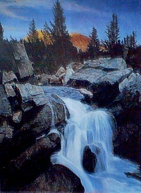 278x381 Rocky Waterfall - Waterfall Acrylic Painting