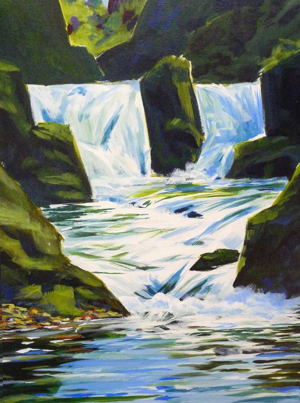 1000x1340 Chas Martin - Waterfall Acrylic Painting