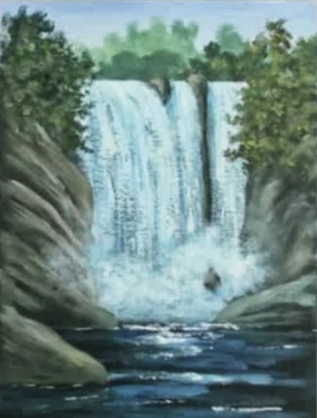 Waterfall Acrylic Painting At PaintingValley.com | Explore Collection ...