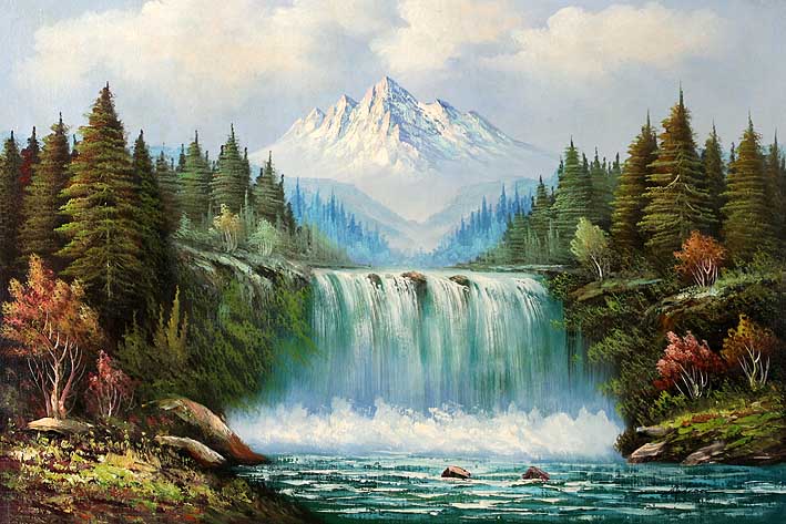 709x473 Classic Waterfall Landscape - Waterfall Landscape Painting