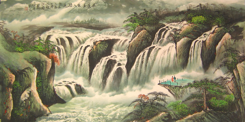 Waterfall Landscape Painting At PaintingValley.com | Explore Collection ...