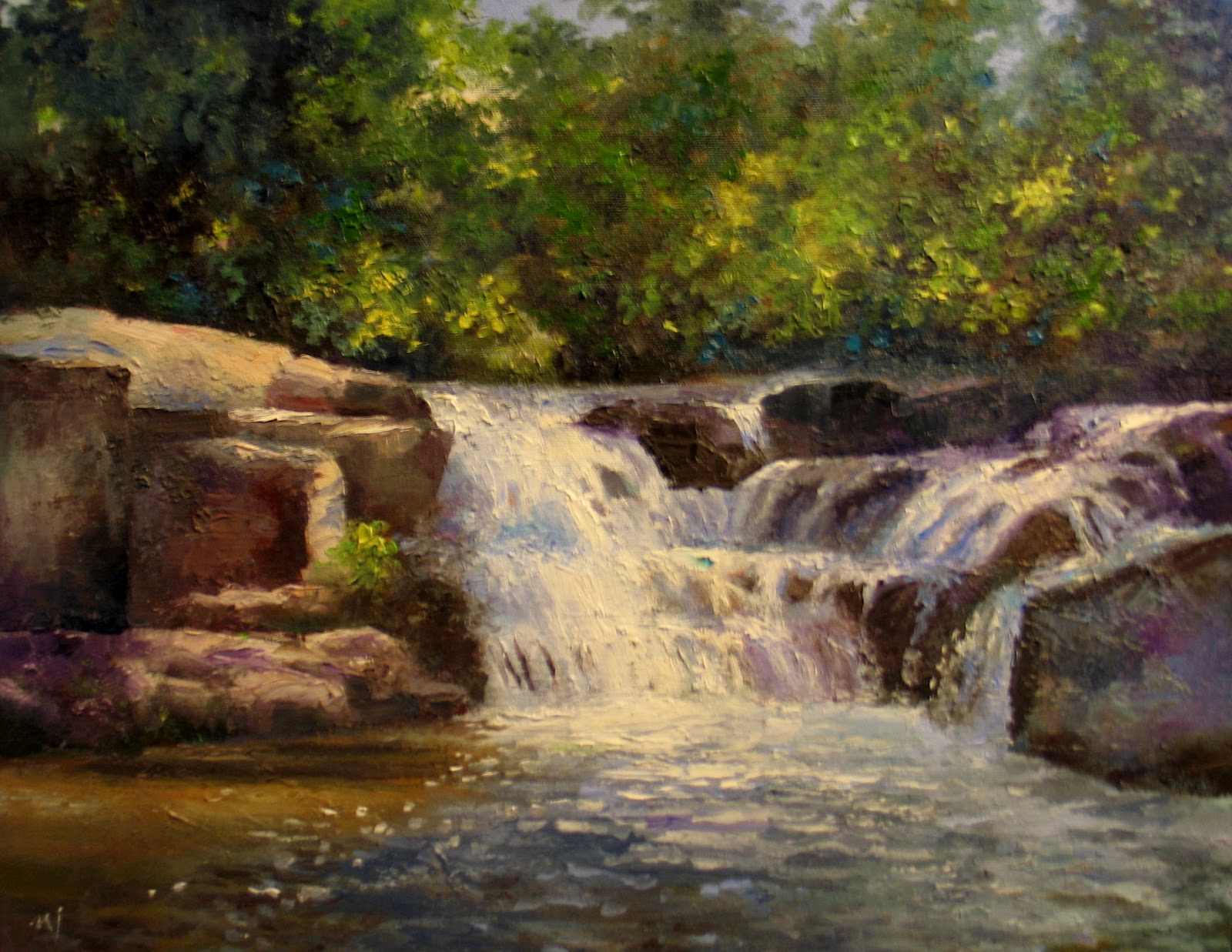 1600x1237 Nel's Everyday Painting Cove Waterfall - Waterfall Oil Painting