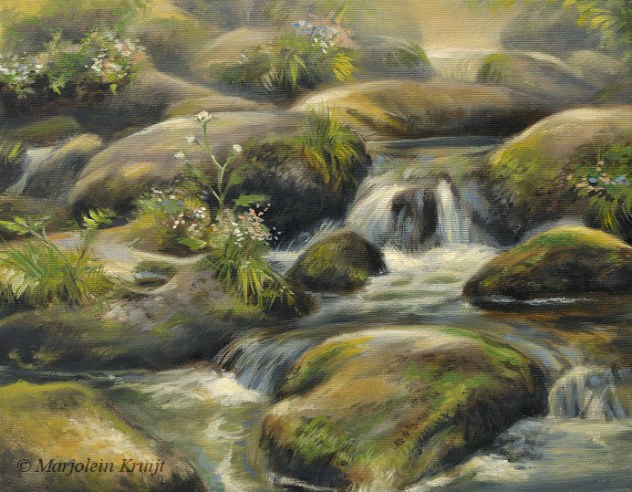 693x539 Waterfall', 30x24 Cm, Oil Painting, (For Sale) - Waterfall Oil Painting