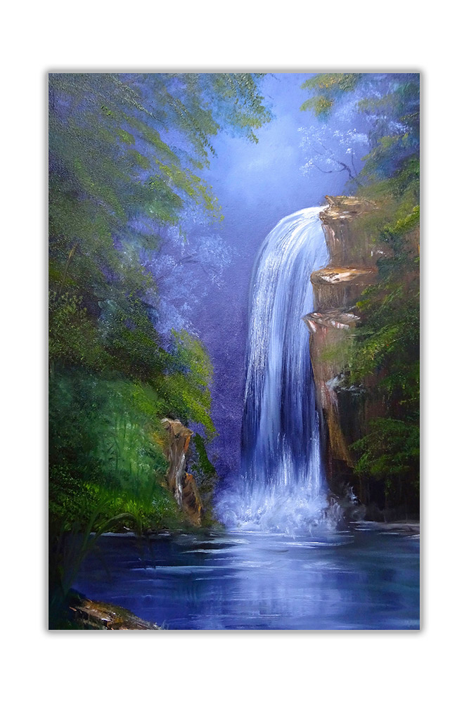667x1000 Waterfall Jungle Oil Painting Re Print Abstract Poster Art Wall - Waterfall Oil Painting