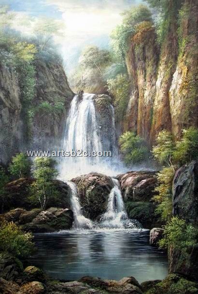 410x606 Classical Waterfall Oil Painting Op Cl1 5 - Waterfall Oil Painting