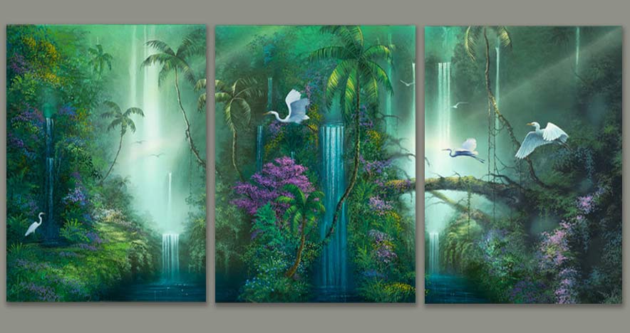884x468 Fantasy Waterfall Painting - Waterfall Painting