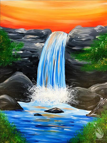 450x600 Waterfall - Waterfall Painting