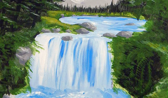 571x333 Byob Painting Landscape Waterfall - Waterfall Painting