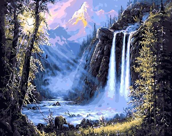 600x473 Diy Painting By Numbers - Waterfall Painting