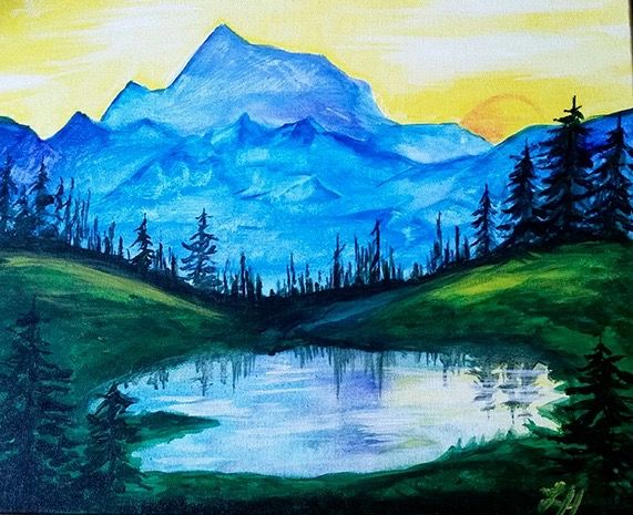 571x465 Pin By Bailey Kissner On Canvas Painting Paintings - Waterfall Painting On Canvas