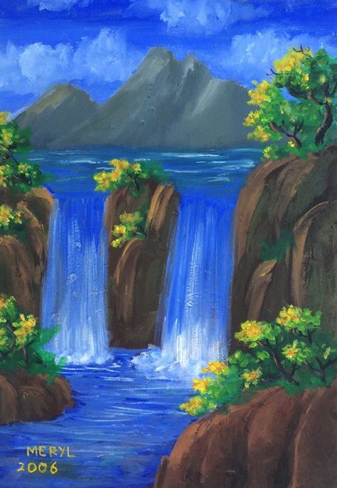 474x686 Tap For Some Awesome Products - Waterfall Painting On Canvas