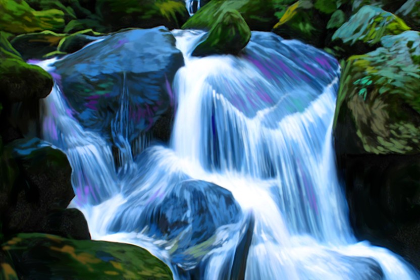 832x555 Vastu Waterfall Painting Canvas Art - Waterfall Painting On Canvas