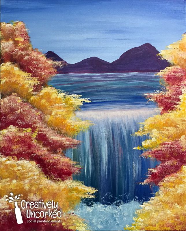 644x800 Fall Water Fall Creatively Uncorked Creatively Kids Http - Waterfall Painting On Canvas