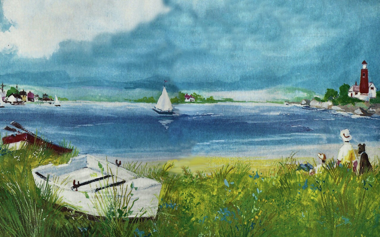 1280x800 Lakes Lake Art Waterfront Painting Sailing Landscape Water - Waterfront Painting