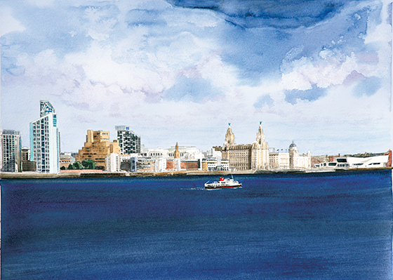 560x399 Liverpool Waterfront - Waterfront Painting