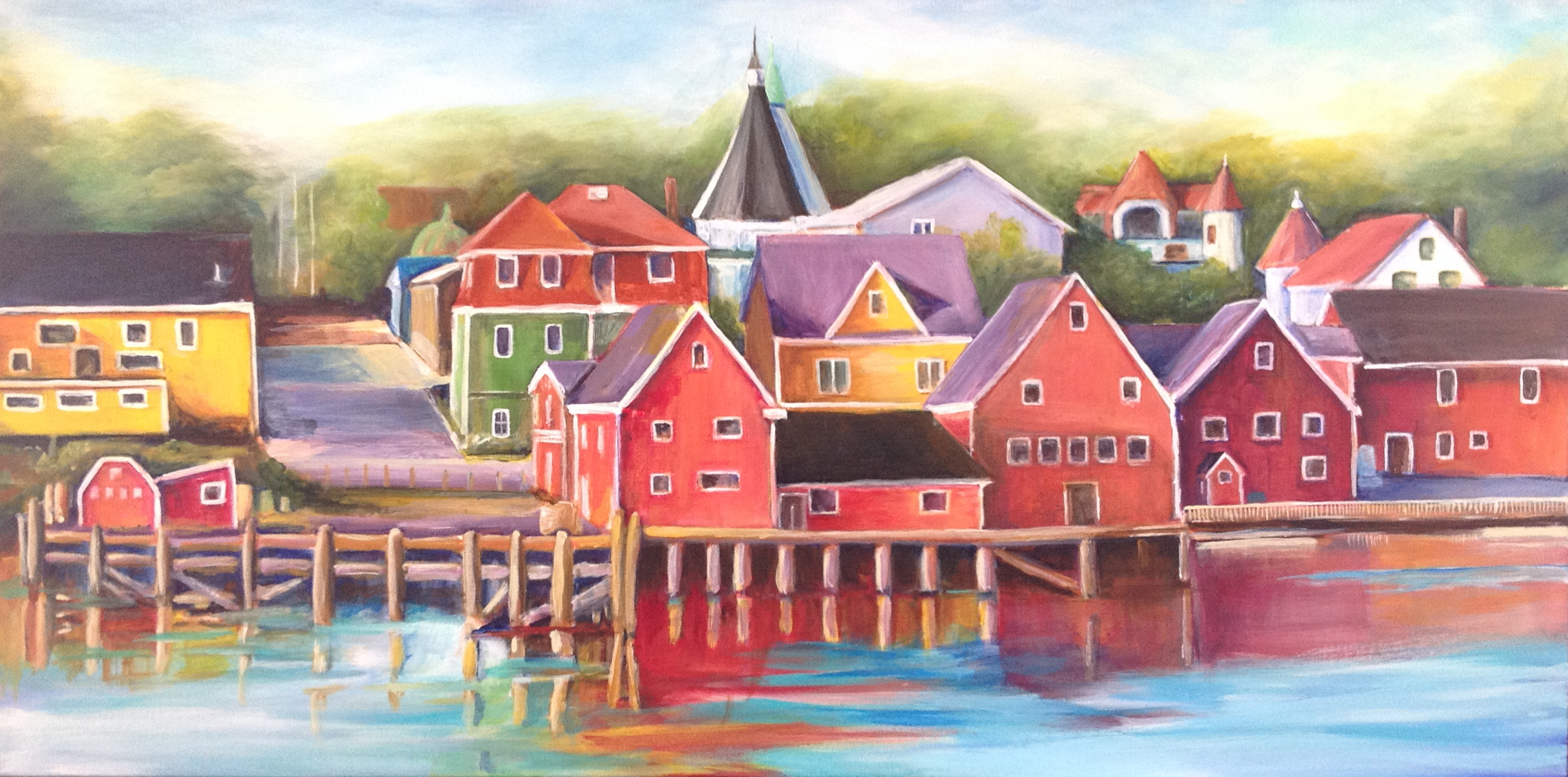 2540x1258 Lovely Lunenburg Waterfront Rose Bay Letters - Waterfront Painting