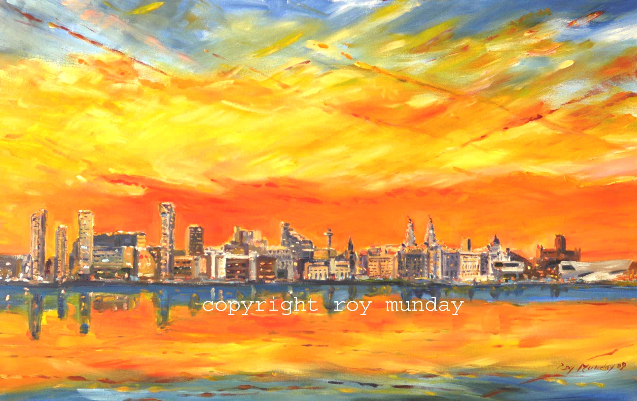 2619x1649 Painting Of Liverpool Waterfront - Waterfront Painting