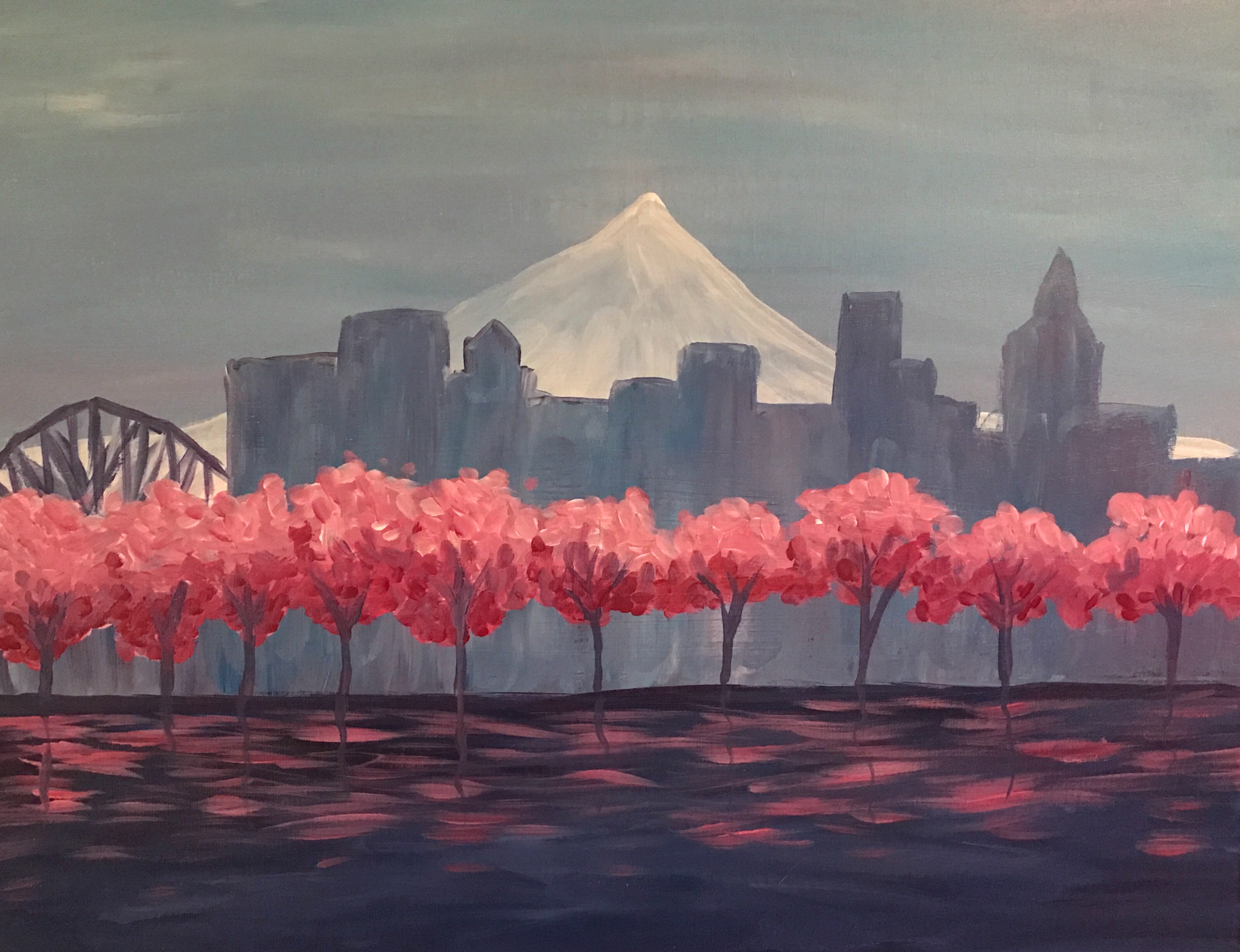 3169x2433 Portland Waterfront Cherry Blossom Friday, April 7 7pm - Waterfront Painting