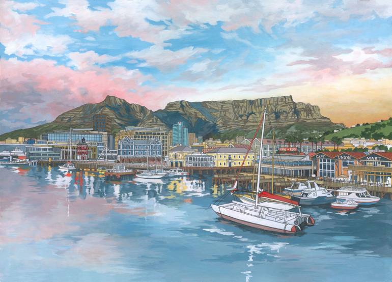 770x554 Saatchi Art Vampa Waterfront, Cape Town Painting By Jonathan Chapman - Waterfront Painting