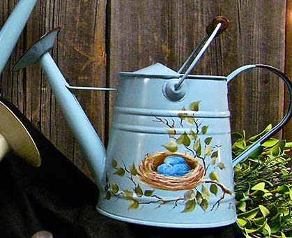 419x341 Nest With Eggs Watering Can Joyces Creative Country - Watering Can Painting