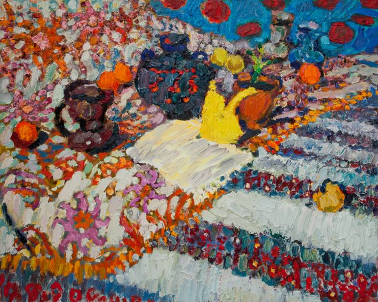 770x614 Saatchi Art Still Life With A Yellow Watering Can Painting By - Watering Can Painting