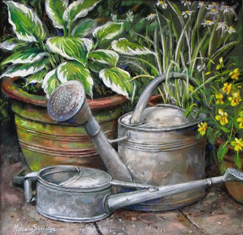 500x484 Gardeners - Watering Can Painting