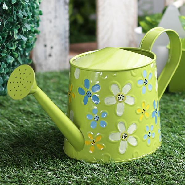 600x600 Hand Painted Metal Green Watering Can - Watering Can Painting