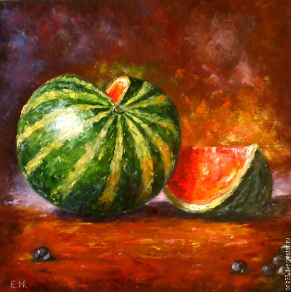 1000x1006 Oil Painting Watermelon Shop Online On Livemaster With Shipping - Watermelon Painting