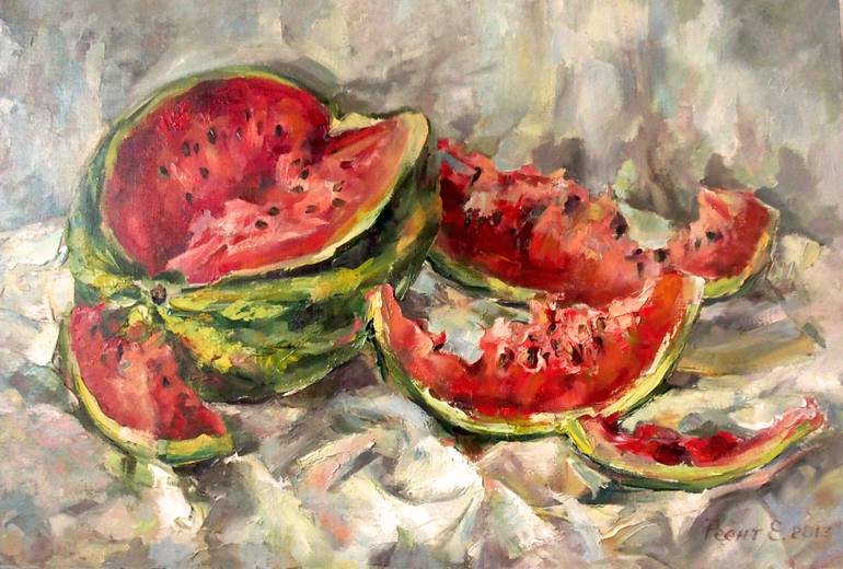 770x520 Saatchi Art Watermelon Painting By Elena Reient - Watermelon Painting
