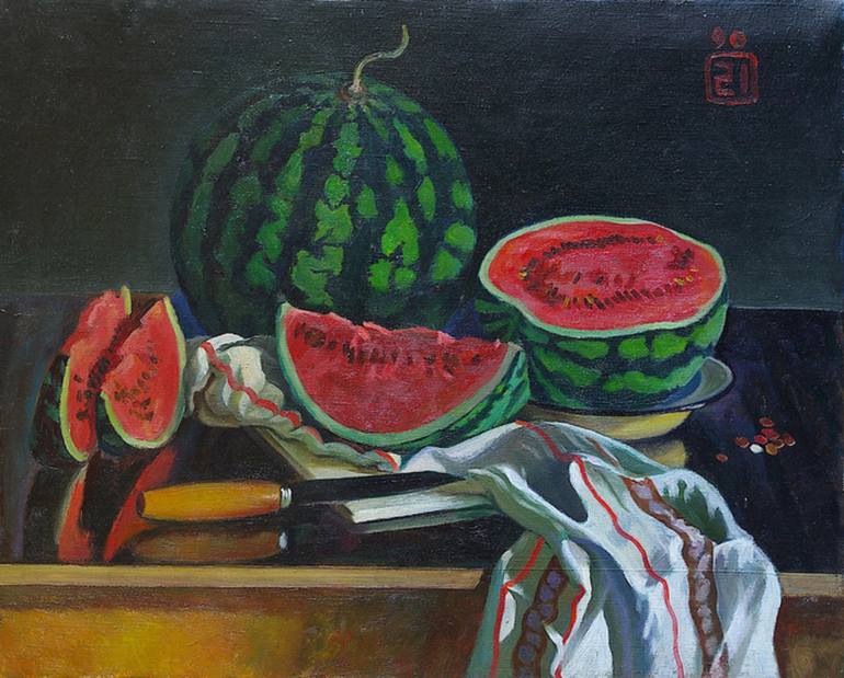 770x619 Saatchi Art Watermelon Painting By Moesey Li - Watermelon Painting