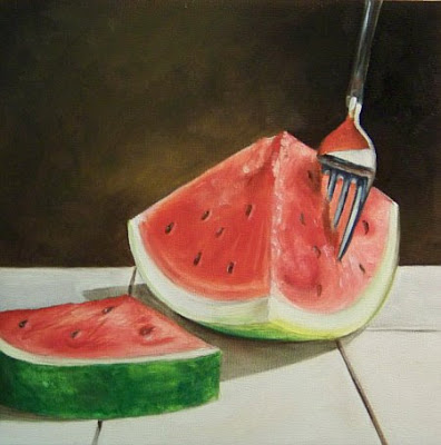 396x400 A Painting A Day By Joy Argento Watermelon Oil Painting - Watermelon Painting