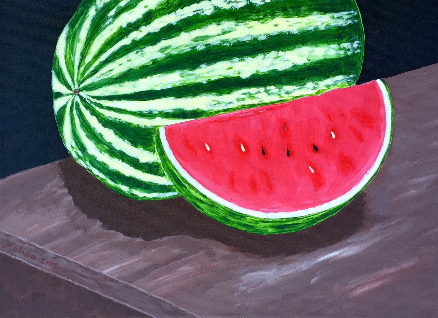 1500x1090 Watermelon Painting, Still Life, Original By Melidasart On Zibbet - Watermelon Painting