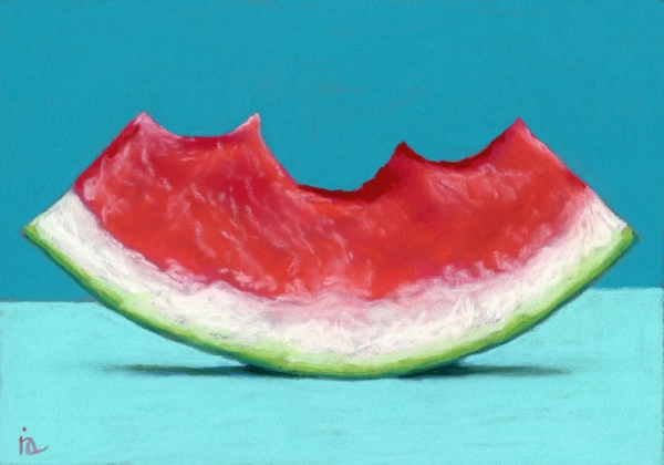 600x420 Three Bites Watermelon Painting Sold Ria Hills - Watermelon Painting