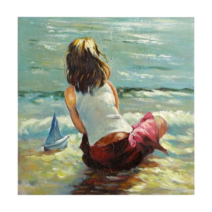 704x704 Girl At Water Edge Painting - Waters Edge Painting