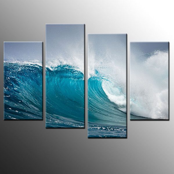 600x600 Framed Hd Canvas Print High Wave Wall Art Canvas Painting Art Wall - Wave Canvas Painting