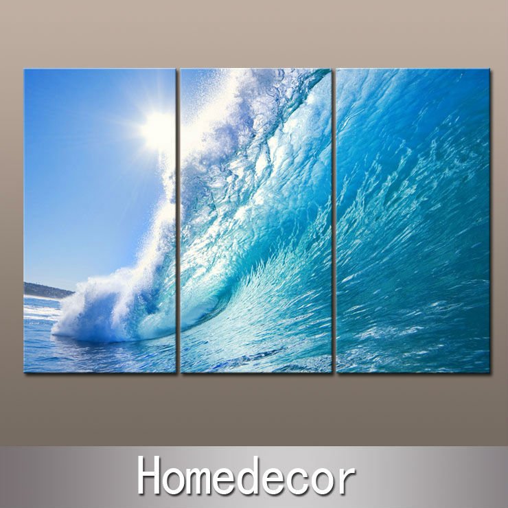 740x740 3 Panels Canvas Sea Wave Print Painting For Living Room Wall Art - Wave Canvas Painting