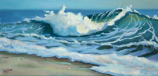 550x264 New Wave Painting Emerald Wave - Wave Canvas Painting