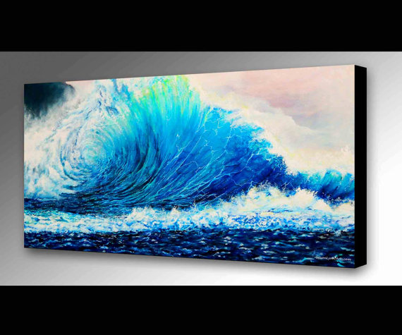570x475 Ocean Wave Painting Sea Art Ocean Decor Wave Canvas - Wave Canvas Painting