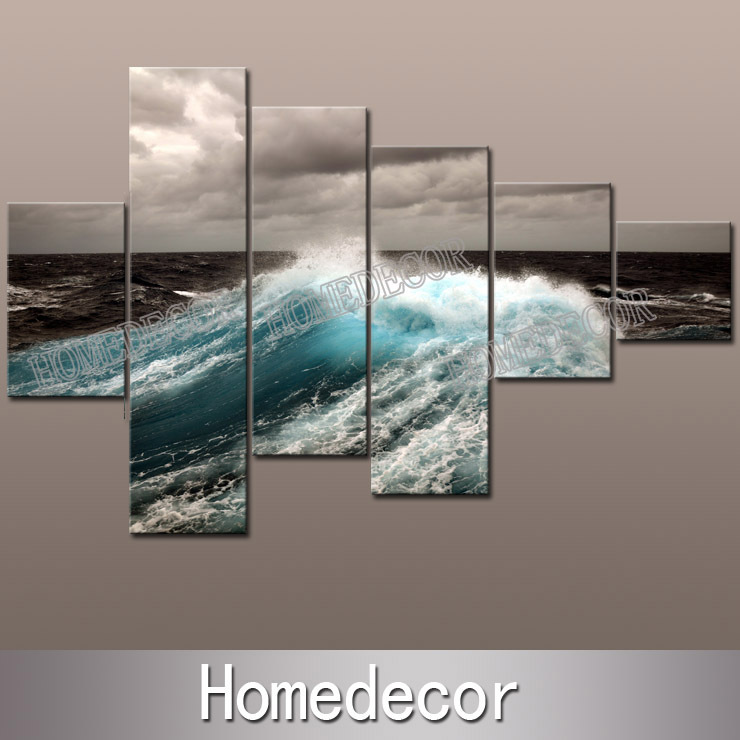 740x740 Wall Art Designs Beach Canvas Wall Art 6pcs Set Large Beauty Wave - Wave Canvas Painting