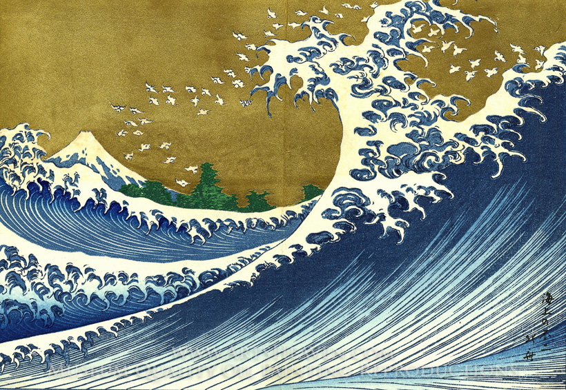 820x566 Reproduction Painting Katsushika Hokusai A Colored Version - Wave Painting
