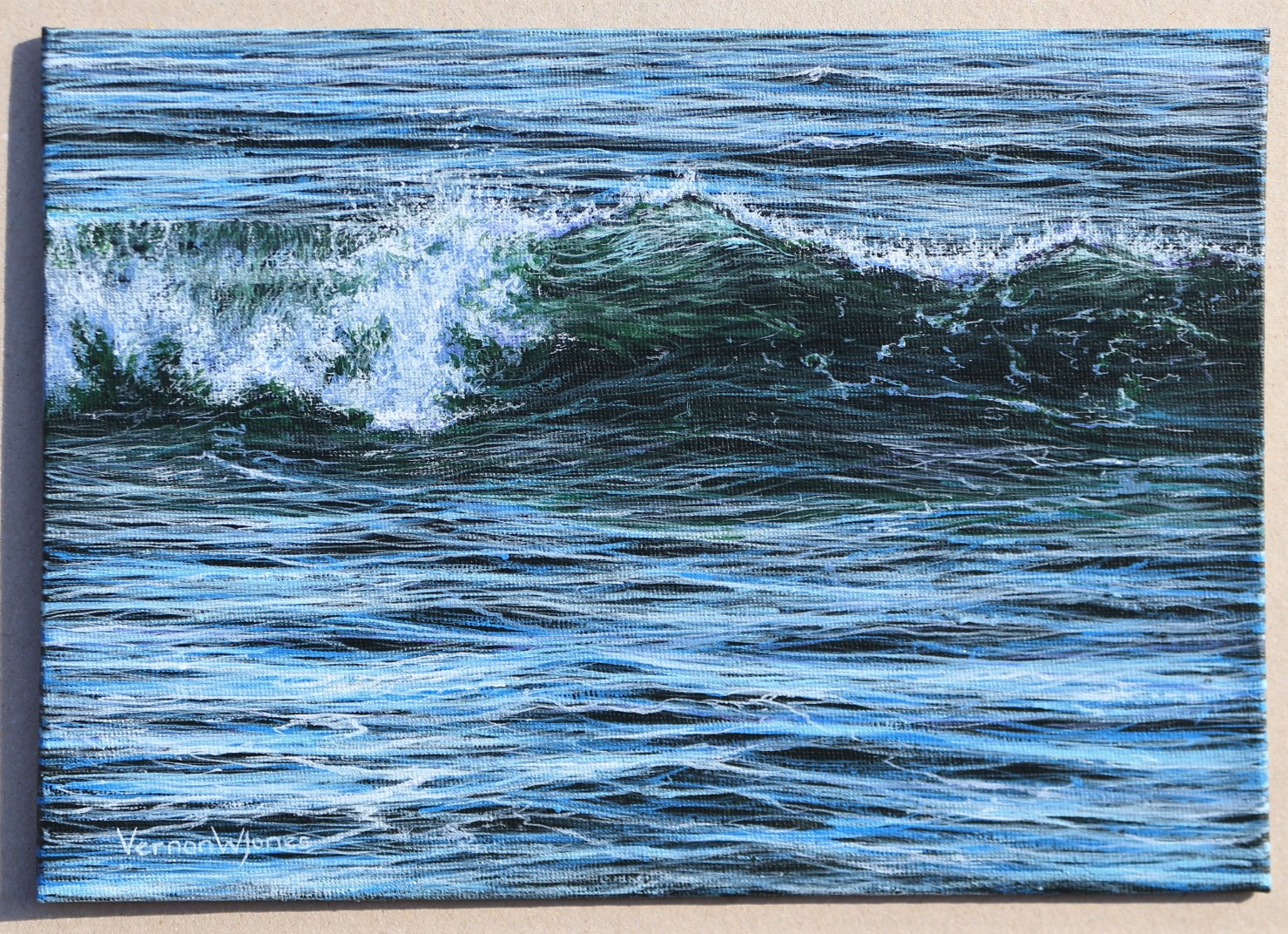 1479x1072 Small Wave Painting 18.2cm X 25.7cm Acrylic On Canvas Panel - Wave Painting