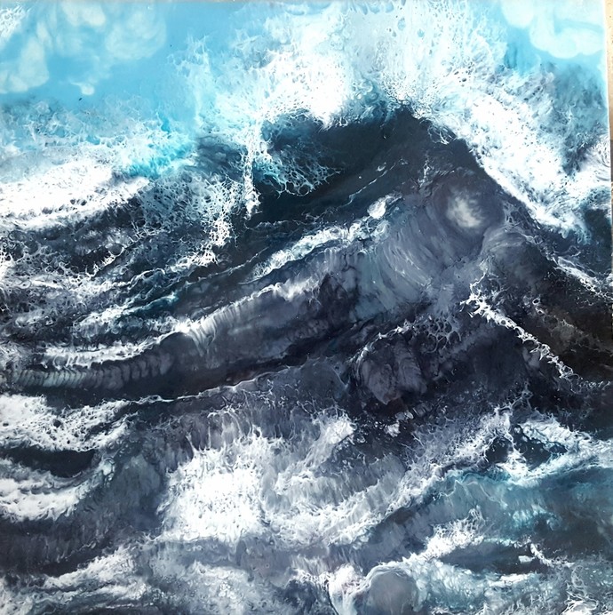 690x692 Black Wave By Artist Anjalee S Goel Abstract, Painting Mojarto - Wave Painting