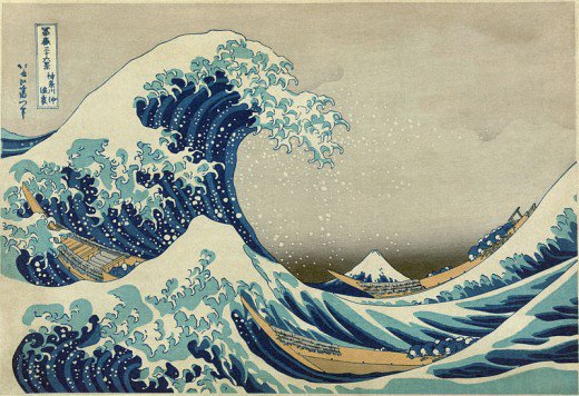 520x356 Japanese Wave Paintings Feltmagnet - Wave Painting