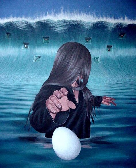 474x586 La Ola (The Wave), A Painting By Mexican Artist Lorena Rodriguez - Wave Painting Artist